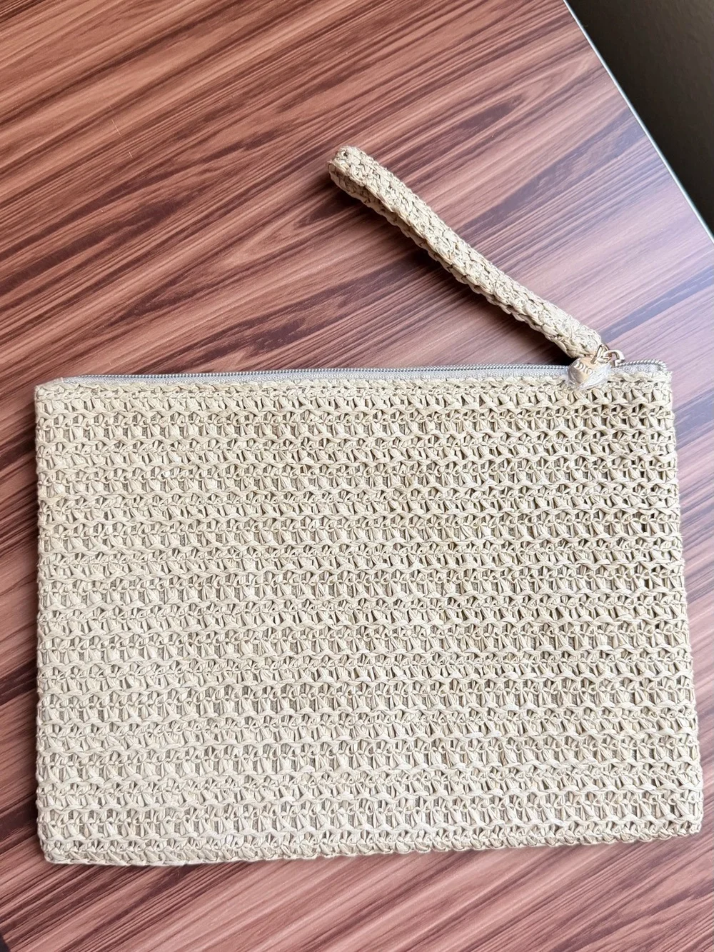 Dior Beauty GWP Beige Woven Wristlet Pouch